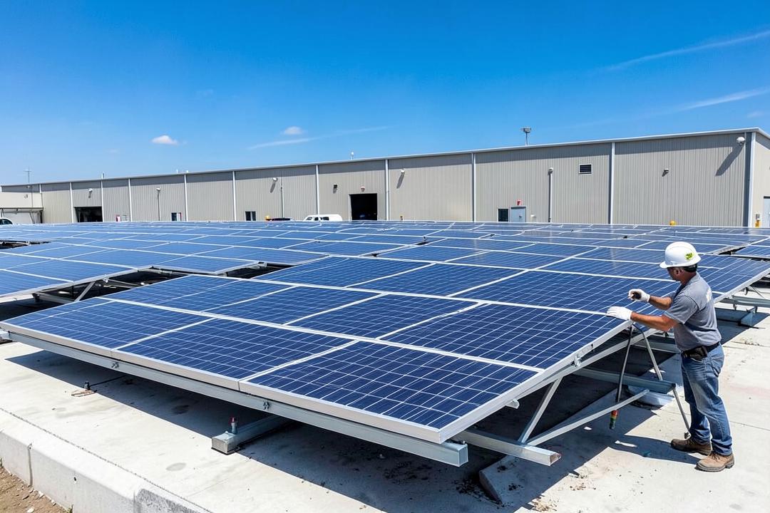 Rooftop solar installation on a commercial warehouse