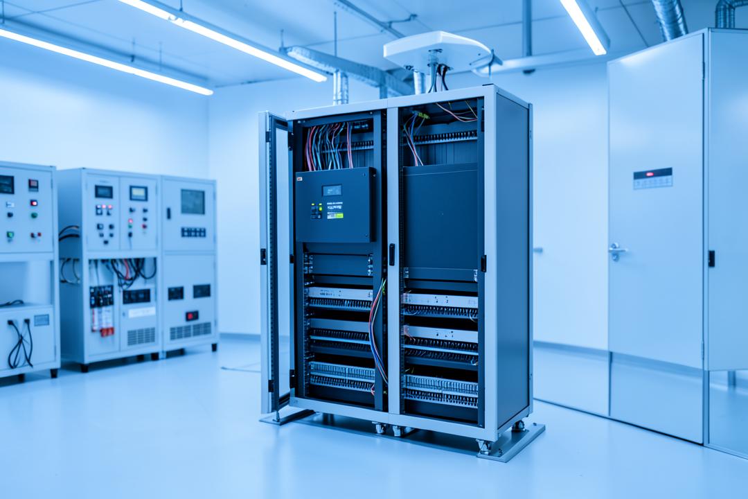 Hybrid inverter and battery storage racks in a control room